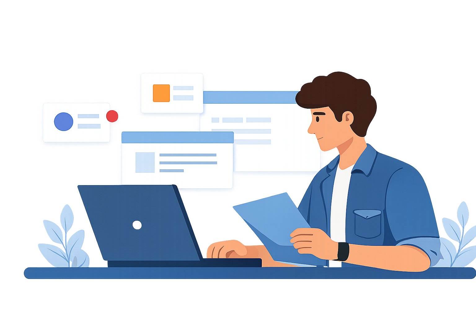 Professional working on laptop