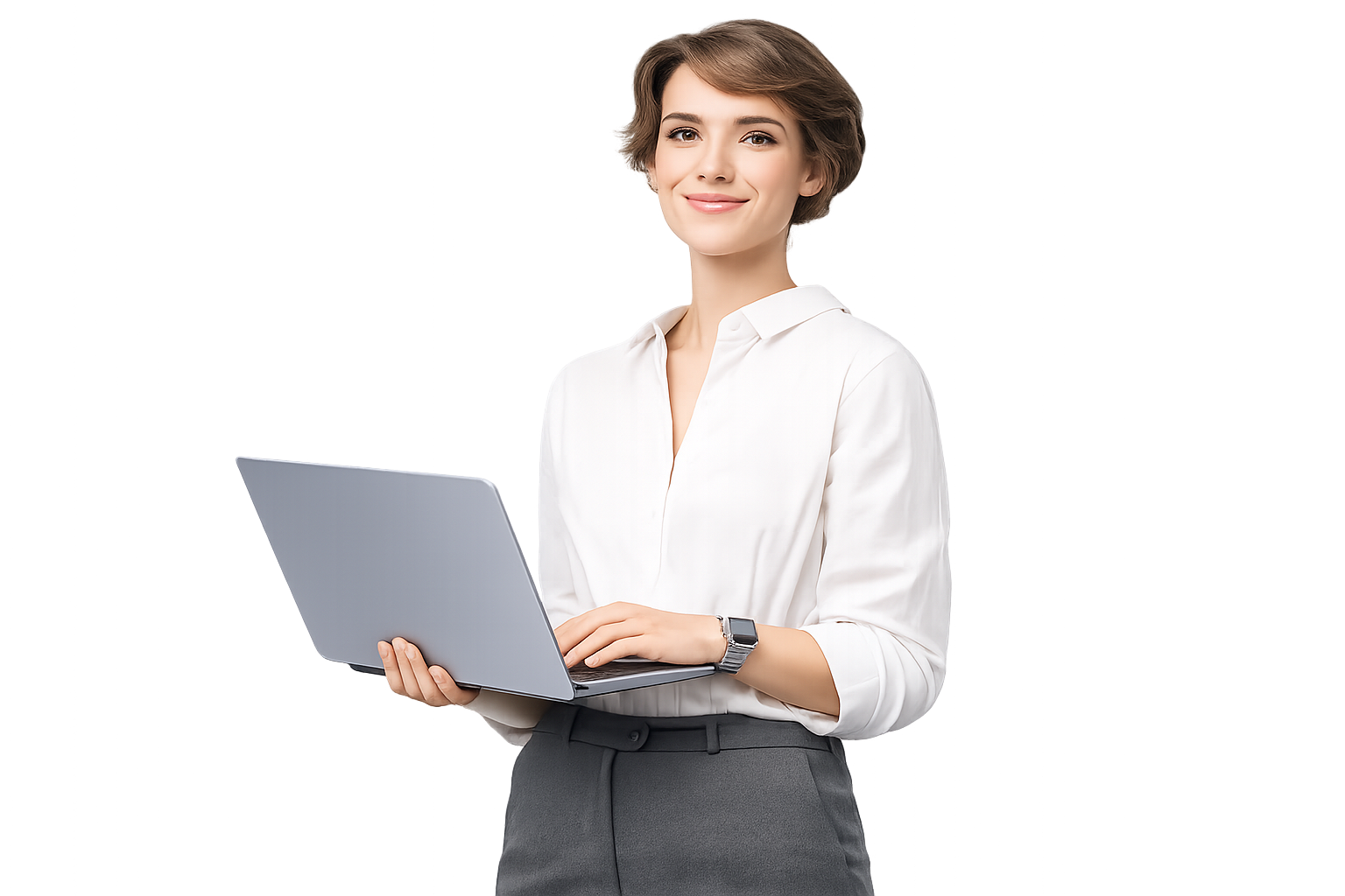 Student holding laptop